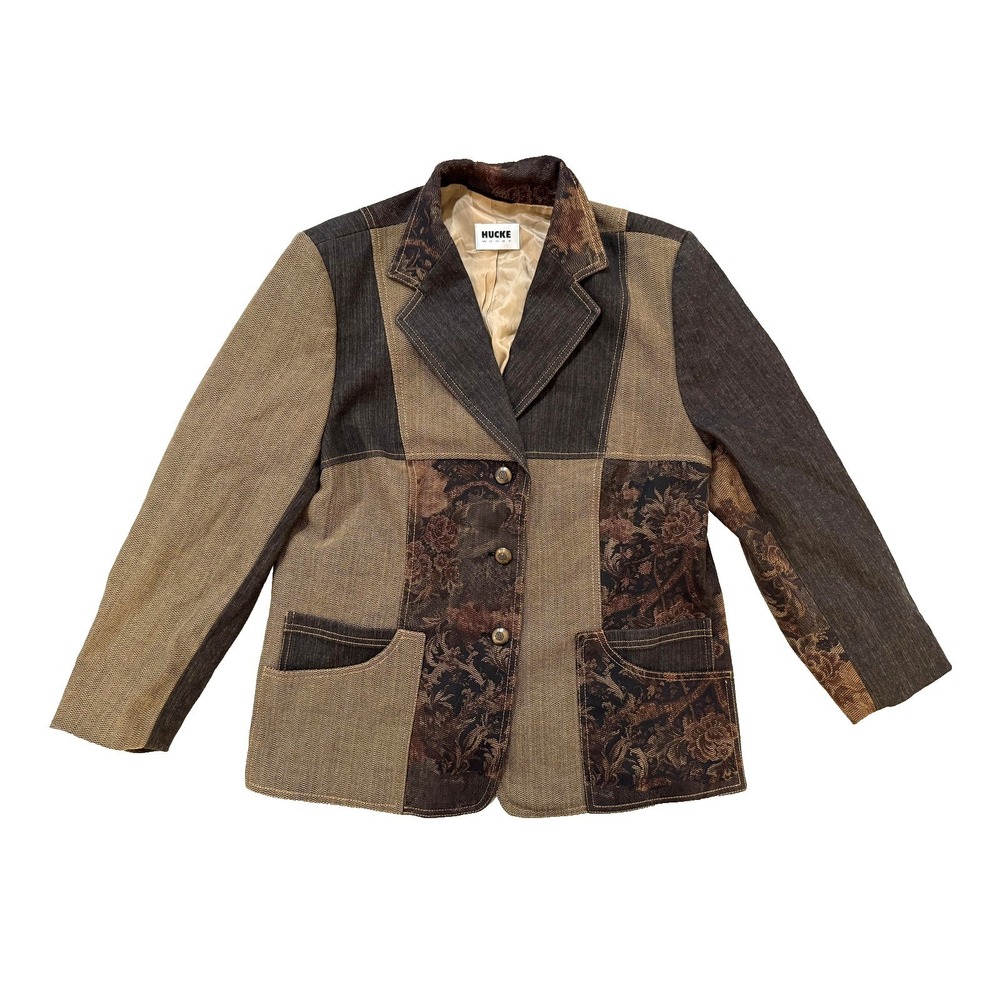 Vintage Patchwork Tweed Blazer Dark Academia‎ Cottagecore Patchwork Jacket